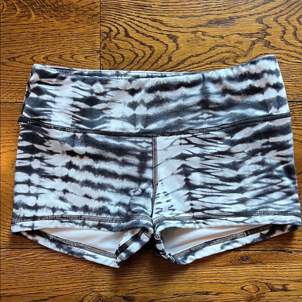 Fleo Black and White Tie-Dye Athletic Shorts